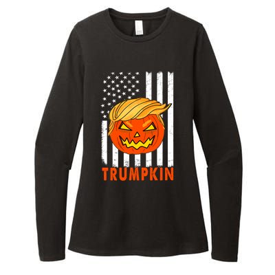 Trump Halloween Pumpkin Carving Funny Usa Flag Trumpkin Great Gift Womens CVC Long Sleeve Shirt