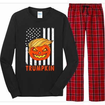 Trump Halloween Pumpkin Carving Funny Usa Flag Trumpkin Great Gift Long Sleeve Pajama Set