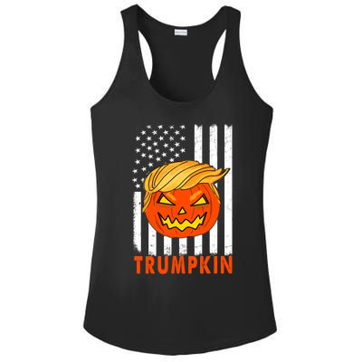 Trump Halloween Pumpkin Carving Funny Usa Flag Trumpkin Great Gift Ladies PosiCharge Competitor Racerback Tank