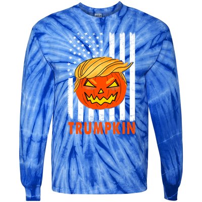 Trump Halloween Pumpkin Carving Funny Usa Flag Trumpkin Great Gift Tie-Dye Long Sleeve Shirt