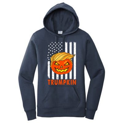 Trump Halloween Pumpkin Carving Funny Usa Flag Trumpkin Great Gift Women's Pullover Hoodie