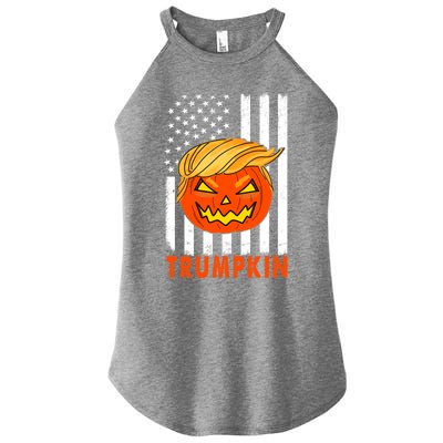 Trump Halloween Pumpkin Carving Funny Usa Flag Trumpkin Great Gift Women’s Perfect Tri Rocker Tank