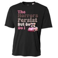 The Horrors Persist But So Do I Meme Funny Meme Funny Gen Z Funny Mouse Cooling Performance Crew T-Shirt