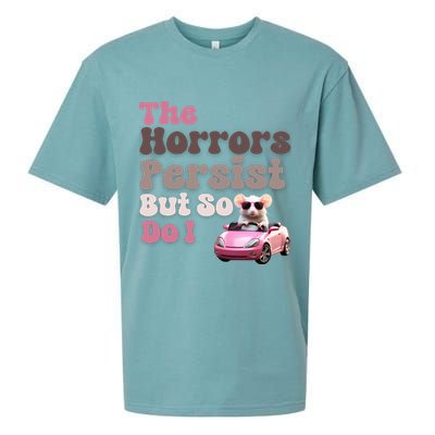 The Horrors Persist But So Do I Meme Funny Meme Funny Gen Z Funny Mouse Sueded Cloud Jersey T-Shirt