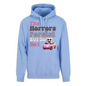 The Horrors Persist But So Do I Meme Funny Meme Funny Gen Z Funny Mouse Unisex Surf Hoodie