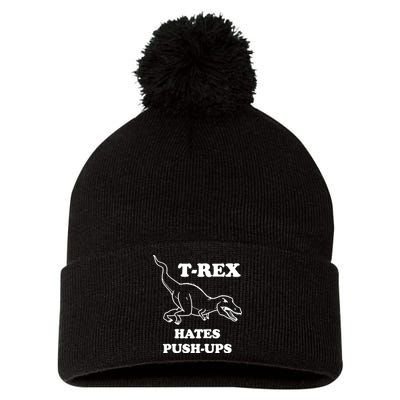 TRex Hates Pushups Pom Pom 12in Knit Beanie