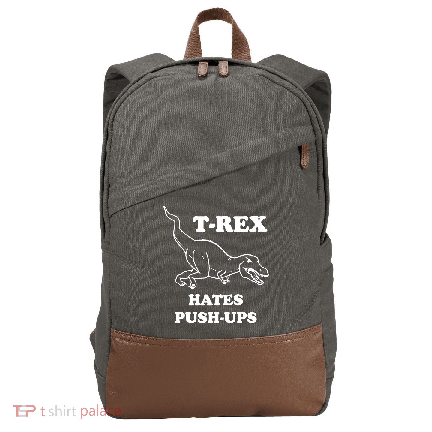 TRex Hates Pushups Cotton Canvas Backpack