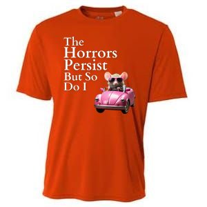 The Horrors Persist But So Do I Meme Funny Gen Z Funny Mouse Funny Meme Cooling Performance Crew T-Shirt