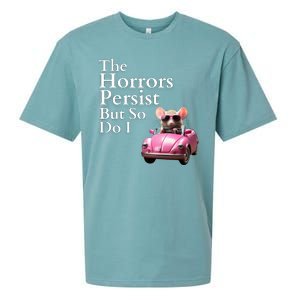 The Horrors Persist But So Do I Meme Funny Gen Z Funny Mouse Funny Meme Sueded Cloud Jersey T-Shirt