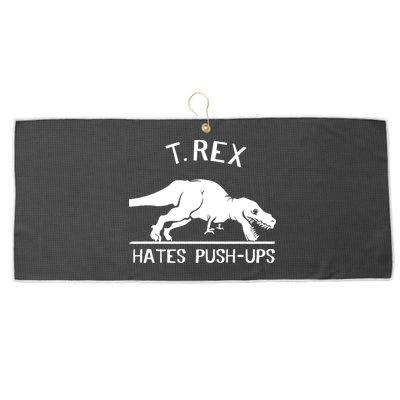 T-Rex Hates PushUps Funny Tyrannosaurus Rex Large Microfiber Waffle Golf Towel