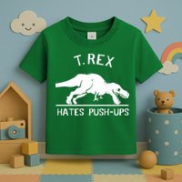 T-Rex Hates PushUps Funny Tyrannosaurus Rex Toddler T-Shirt