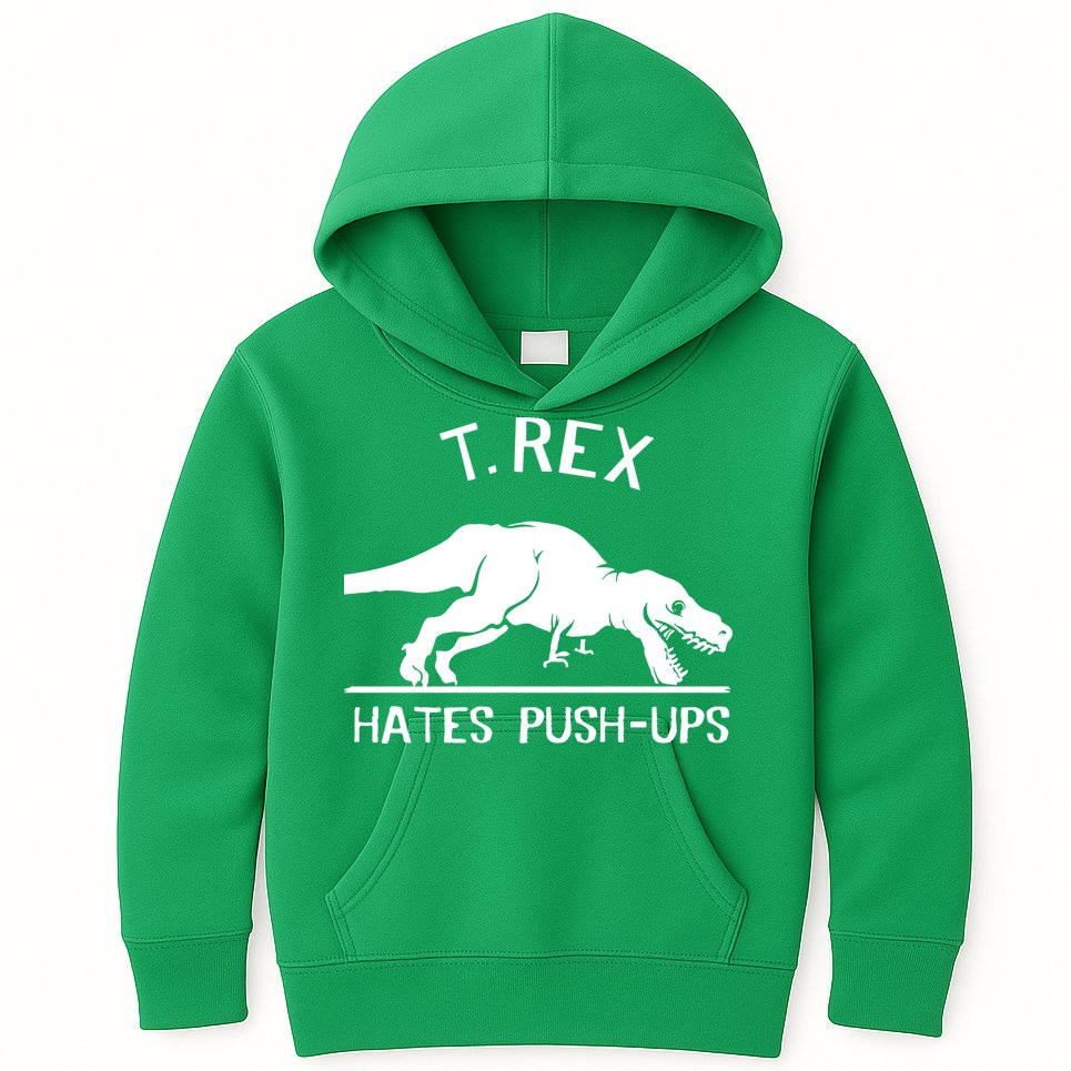 T-Rex Hates PushUps Funny Tyrannosaurus Rex Kids Hoodie