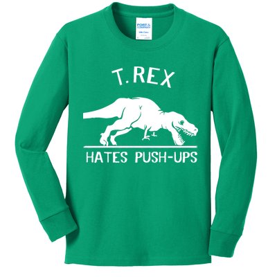 T-Rex Hates PushUps Funny Tyrannosaurus Rex Kids Long Sleeve Shirt