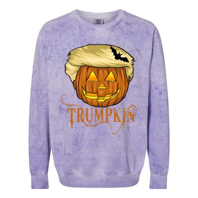 Trump Halloween Pumpkin Carving Trump Supporter Trumpkin Great Gift Colorblast Crewneck Sweatshirt