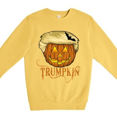 Trump Halloween Pumpkin Carving Trump Supporter Trumpkin Great Gift Premium Crewneck Sweatshirt