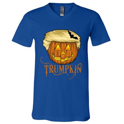 Trump Halloween Pumpkin Carving Trump Supporter Trumpkin Great Gift V-Neck T-Shirt