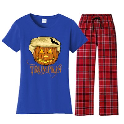 Trump Halloween Pumpkin Carving Trump Supporter Trumpkin Great Gift Women's Flannel Pajama Set