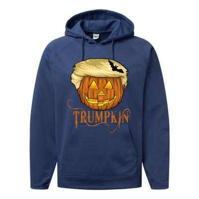 Trump Halloween Pumpkin Carving Trump Supporter Trumpkin Great Gift Performance Fleece Hoodie