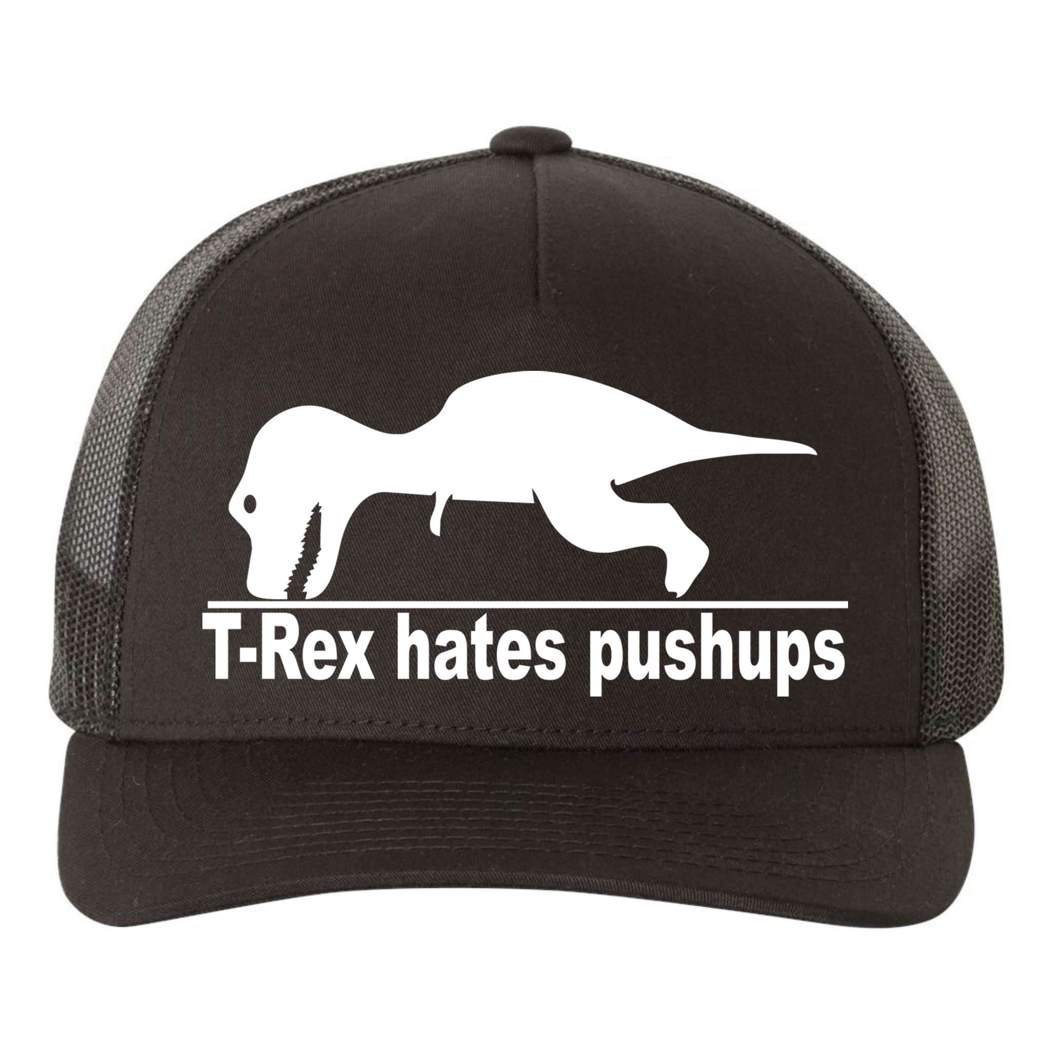 TRex Hates Pushups Funny Yupoong Adult 5-Panel Trucker Hat