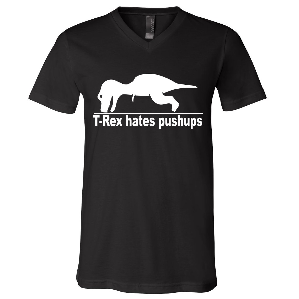 TRex Hates Pushups Funny V-Neck T-Shirt