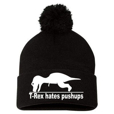 TRex Hates Pushups Funny Pom Pom 12in Knit Beanie