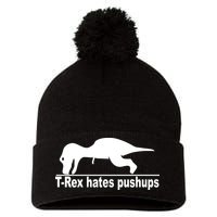 TRex Hates Pushups Funny Pom Pom 12in Knit Beanie