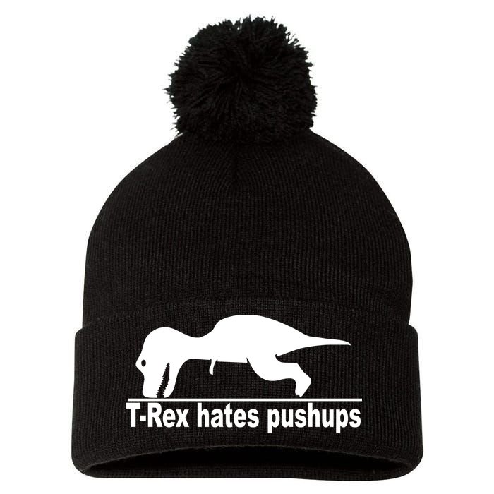 TRex Hates Pushups Funny Pom Pom 12in Knit Beanie