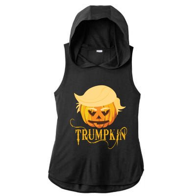 Trump Halloween Pumpkin Craving Trump Supporter Trumpkin Gift Ladies PosiCharge Tri-Blend Wicking Draft Hoodie Tank