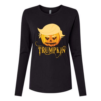 Trump Halloween Pumpkin Craving Trump Supporter Trumpkin Gift Womens Cotton Relaxed Long Sleeve T-Shirt