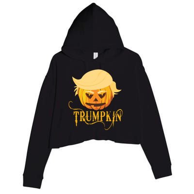 Trump Halloween Pumpkin Craving Trump Supporter Trumpkin Gift Crop Fleece Hoodie