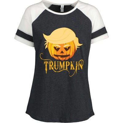 Trump Halloween Pumpkin Craving Trump Supporter Trumpkin Gift Enza Ladies Jersey Colorblock Tee