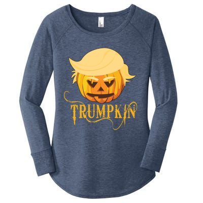 Trump Halloween Pumpkin Craving Trump Supporter Trumpkin Gift Women's Perfect Tri Tunic Long Sleeve Shirt