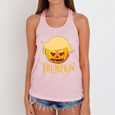 Trump Halloween Pumpkin Craving Trump Supporter Trumpkin Gift Women's Knotted Racerback Tank