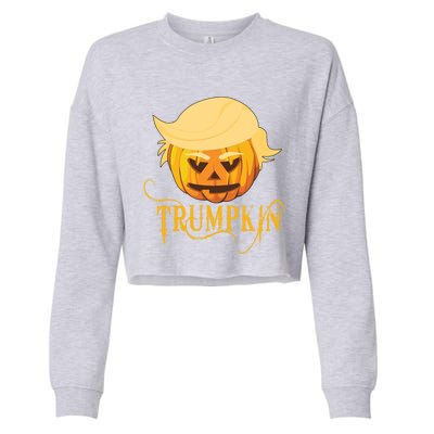 Trump Halloween Pumpkin Craving Trump Supporter Trumpkin Gift Cropped Pullover Crew