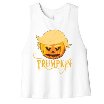 Trump Halloween Pumpkin Craving Trump Supporter Trumpkin Gift Women's Racerback Cropped Tank