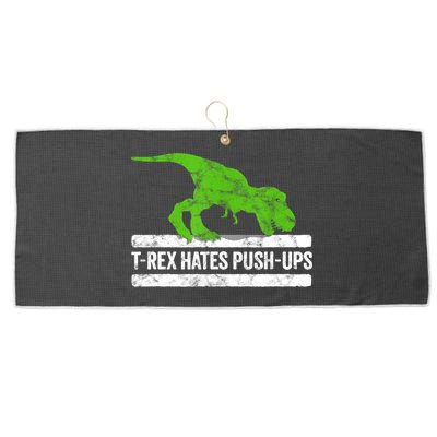 TRex Hates PushUps Dinosaur Funny Gym Push Ups Large Microfiber Waffle Golf Towel