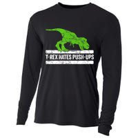 TRex Hates PushUps Dinosaur Funny Gym Push Ups Cooling Performance Long Sleeve Crew