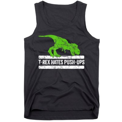 TRex Hates PushUps Dinosaur Funny Gym Push Ups Tank Top