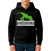 TRex Hates PushUps Dinosaur Funny Gym Push Ups Kids Hoodie