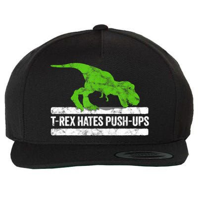 TRex Hates PushUps Dinosaur Funny Gym Push Ups Wool Snapback Cap