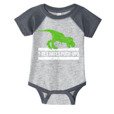 TRex Hates PushUps Dinosaur Funny Gym Push Ups Infant Baby Jersey Bodysuit