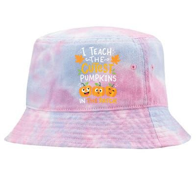 Teacher Halloween Prek Teacher Kindergarten Cutest Pumpkins Tie-Dyed Bucket Hat