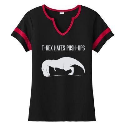 TREX HATES PUSHUPS Ladies Halftime Notch Neck Tee