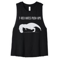 TREX HATES PUSHUPS Women's Racerback Cropped Tank