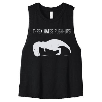 TREX HATES PUSHUPS Women's Racerback Cropped Tank