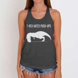 TREX HATES PUSHUPS Women's Knotted Racerback Tank