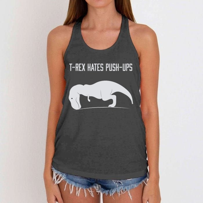 TREX HATES PUSHUPS Women's Knotted Racerback Tank