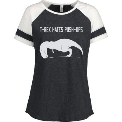 TREX HATES PUSHUPS Enza Ladies Jersey Colorblock Tee