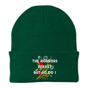 The Horrors Persist But So Do I Humor Funny Flower Design Knit Cap Winter Beanie