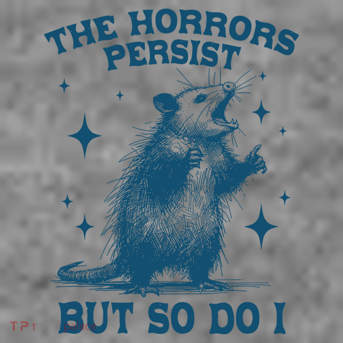 The Horrors Persist But So Do I Retro Opossum 7-Panel Snapback Hat